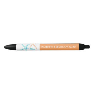 Stylo Noir Poisson maigre Bleu des Caraïbes et orange