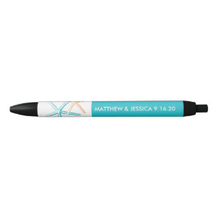 Stylo Noir Poisson maigre   Bleu des Caraïbes et orange