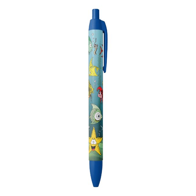 Stylo Noir Poissons de bande dessinée sous-marins (Bas (Vertical))