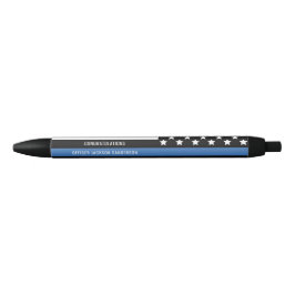 Stylo Noir Police Ligne bleue Drapeau Félicitations Retraite
