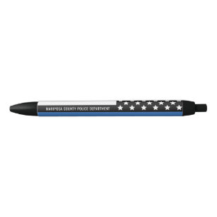 Stylo Noir Police Mince Ligne Bleue Officier Drapeau América