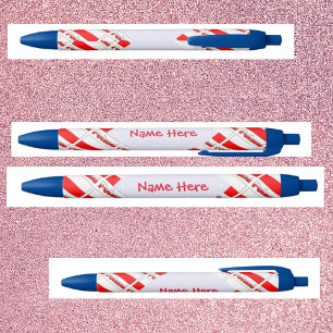 Stylo Noir Pologne et drapeau polonais personnalisation rouge