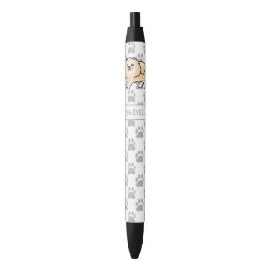 Stylo Noir Pomeranian Crème Mignon Chien de Dessin Animé & No