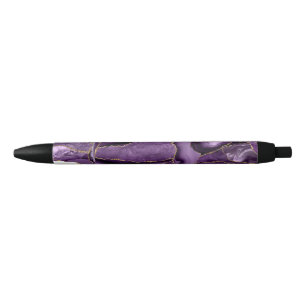Stylo Noir Porte de parties scintillant violet et or