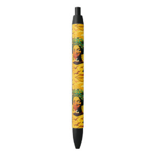 Stylo Noir Portrait féminin africain avec coucher de soleil