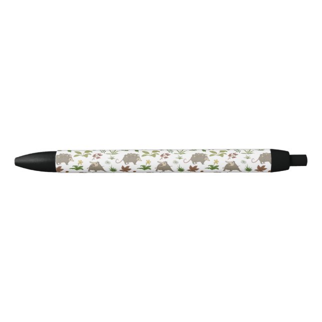 Stylo Noir Possum dans un champ de Berry en blanc (Devant)