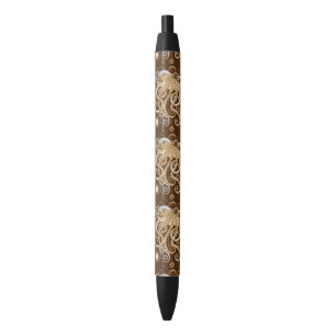 Stylo Noir Poulpe Steampunk Rétro Fantastique Mécanique