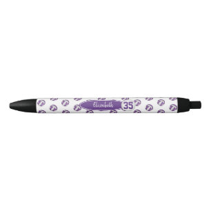 Stylo Noir poupée blanche nom personnalisé volleyballs motif