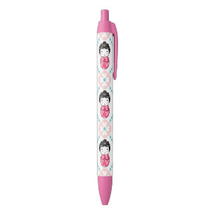 Stylo Noir Poupées de Kokeshi de Japonais
