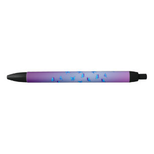 Stylo Noir Poutres de Lune Abstraites et papillons