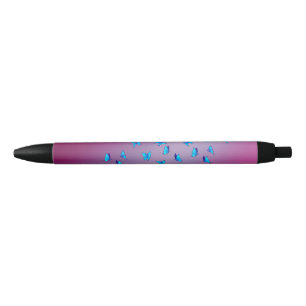 Stylo Noir Poutres de Lune Rose Abstraites et papillons
