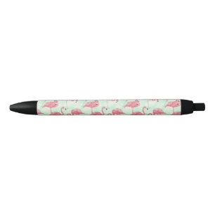Stylo Noir Preppy Chic Elegant Pink Flamingo Motif