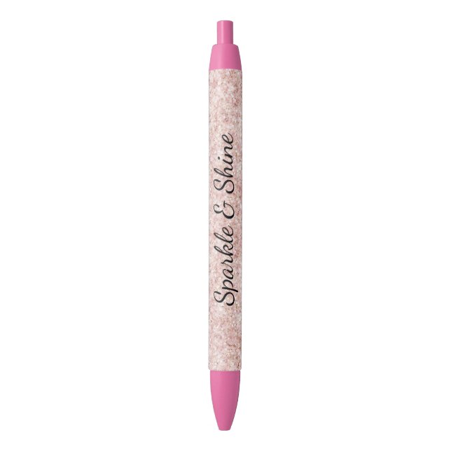 Stylo Noir Pretty Girly Blush Pink Glitter (devant Vertical)
