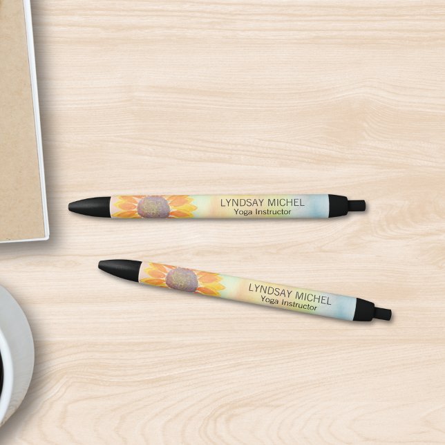 Stylo Noir Professeur de Yoga personnalisé Tournesol (Créateur téléchargé)