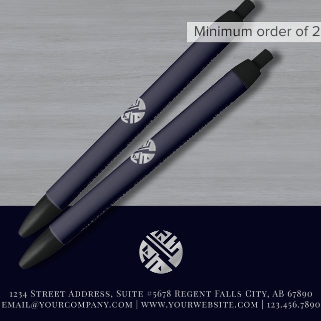 Stylo Noir Promotions du logo bleu marine personnalisé (Créateur téléchargé)