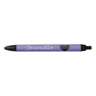 Stylo Noir Purple Black Heart Nom personnalisé
