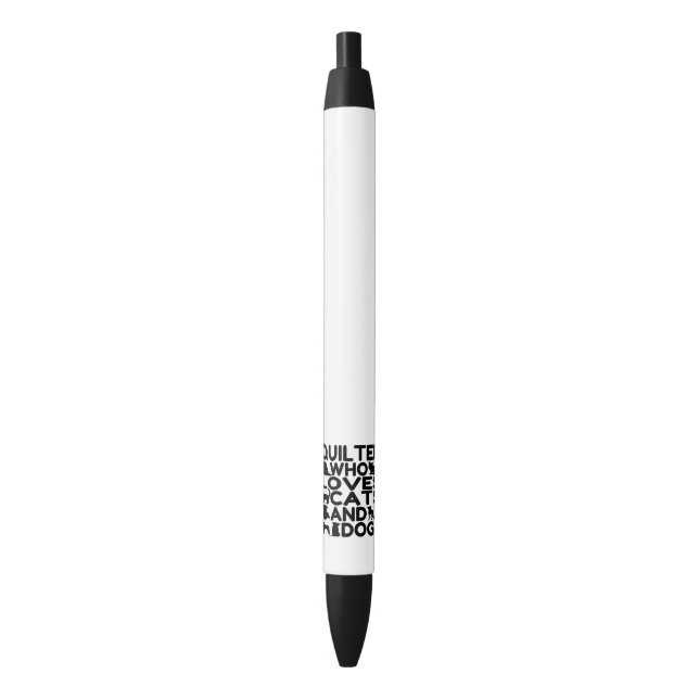 Stylo Noir Quilter qui aime les chats et les chiens (devant Vertical)