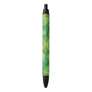 Stylo Noir Raquettes et filets verts de balles de tennis