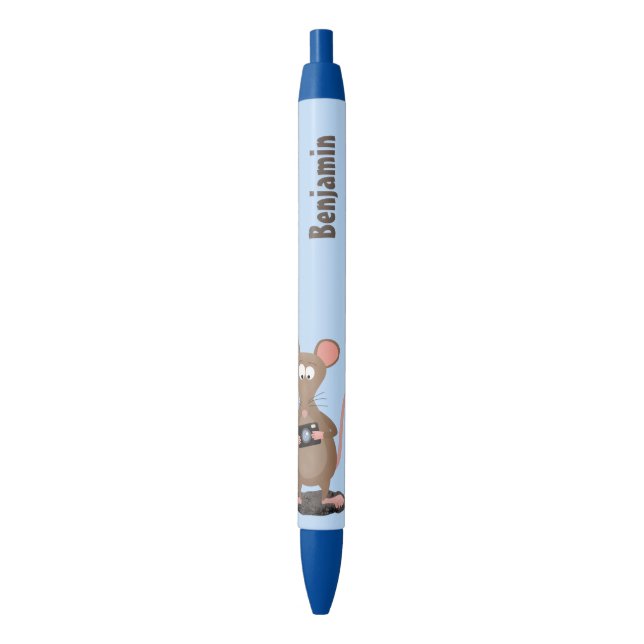 Stylo Noir Rat drôle avec dessin animé de la caméra (devant Vertical)