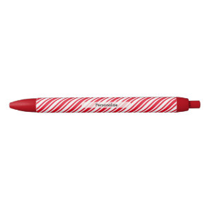 Stylo Noir Rayure personnalisée de canne à bonbons classique