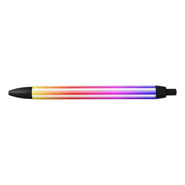 Stylo Noir Rayures arc-en-ciel (Devant)