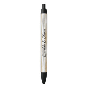 Stylo Noir Rayures clinquantes argent or