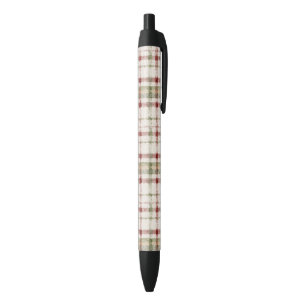 Stylo Noir Rayures crème vert rouge