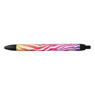 Stylo Noir Rayures d'arc-en-ciel