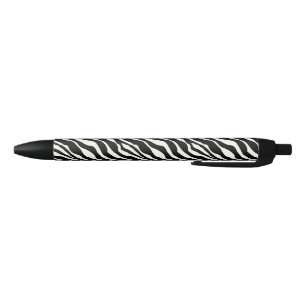 Stylo Noir Rayures de zèbre - noires et blanches