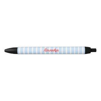 Stylo Noir Rayures fines bleu clair