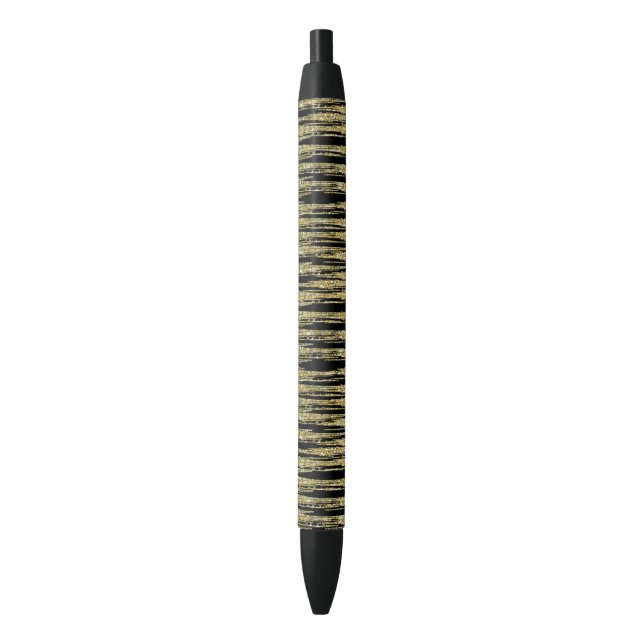 Stylo Noir Rayures noires de parties scintillantes de Faux (devant Vertical)