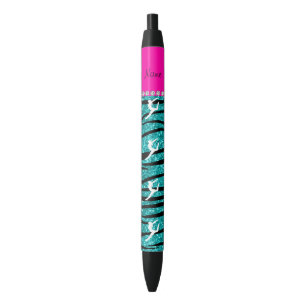 Stylo Noir Rayures nommées de zèbre de parties scintillante