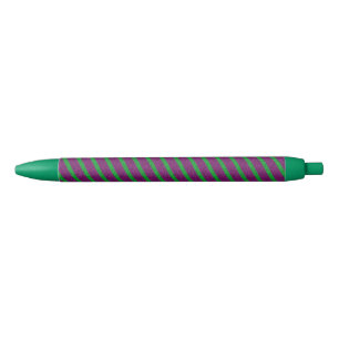 Stylo Noir Rayures vertes et violettes Paillettes