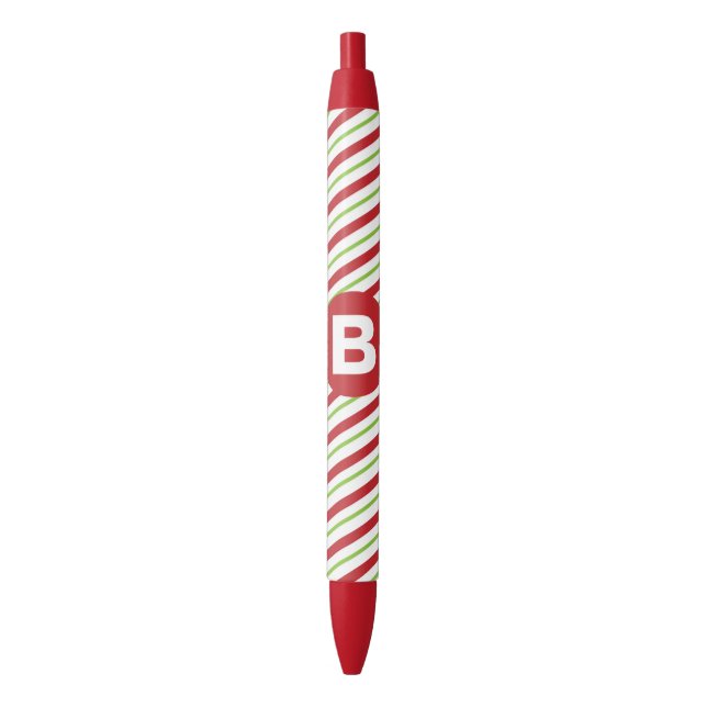 Stylo Noir Red and Green Diagonal Pinstripes Monogram (devant Vertical)