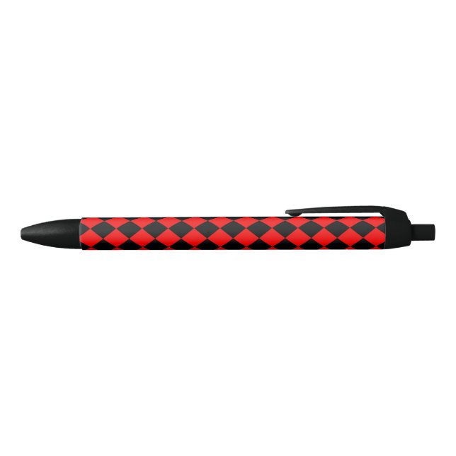 Stylo Noir Red Black Checker Diamond Pattern (Haut)