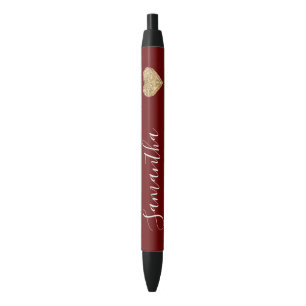 Stylo Noir Red Gold Parties scintillant Heart Nom personnalis