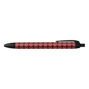 Stylo Noir Reine des coeurs rouges sur noir beau