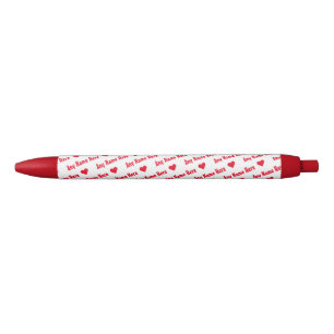 Stylo Noir Répéter Red Hearts & Names Fun Girly Ecriture