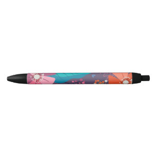 Stylo Noir Retour à l'école avec feuilles d'automne - Concept