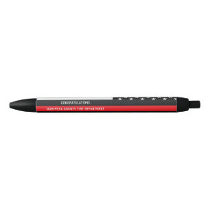 Stylo Noir Retraite des pompiers Red Line Flag Félicats
