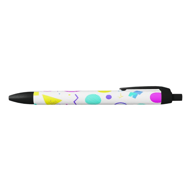 Stylo Noir Retro 80s Memphis Geometric Pattern (Haut)