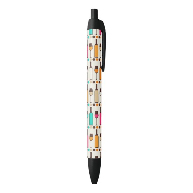 Stylo Noir Rétros bouteilles et verres de vin (Bas (Vertical))