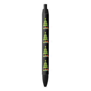 Stylo Noir Robin Et Coloré Présents Sous Arbre De Noël