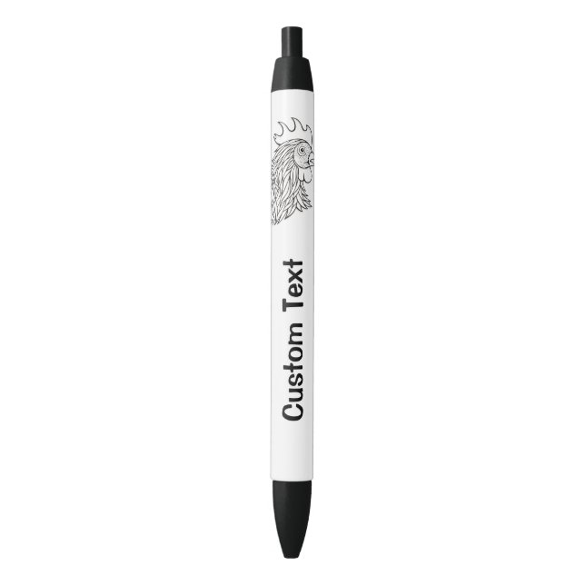 Stylo Noir Rooster's Head Line Art (devant Vertical)