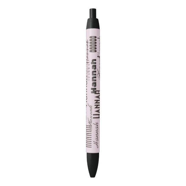 Stylo Noir Rose en pastel et noir nommés personnalisés (devant Vertical)