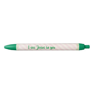 Stylo Noir Rose et Vert; je vois Jésus en Toi