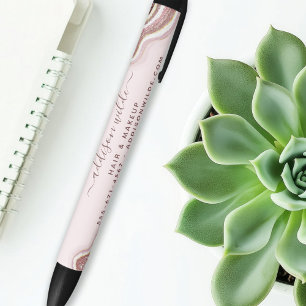 Stylo Noir Rose Gold Blush Pink Parties scintillant Agate Geo