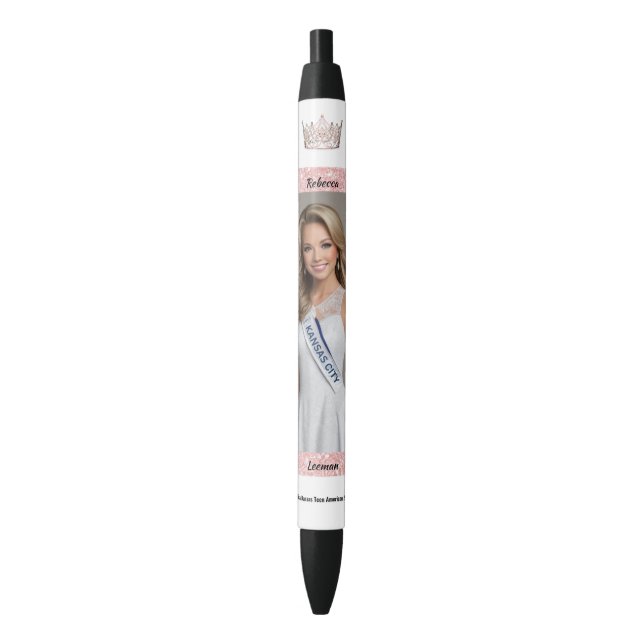 Stylo Noir Rose Gold Glitz Pageant Titulaire Autograph Pen (devant Vertical)