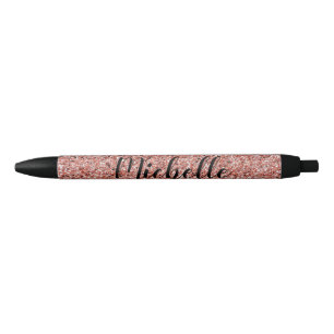 Stylo Noir Rose Gold Parties scintillant Sparkle Modern Perso