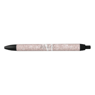 Stylo Noir Rose Gold Rose Filleux Pailleté Glamour
